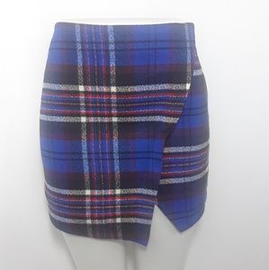 Abercrombie and Fitch Plaid Wool-Blend Wrap Skirt